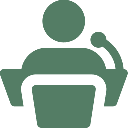 Icon of person speaking at a podium.